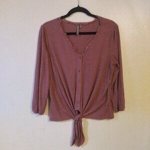 Brina & Em Women Long Sleeve Pink Top Size: Large